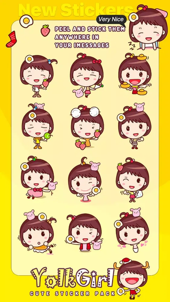 Ảnh chụp màn hình của Yolk Girl Sticker - Cute Message Sticker Emoji