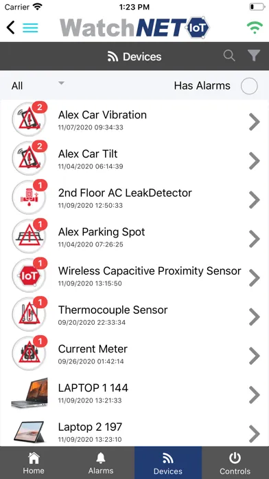 Tangkapan skrin WatchNET IoT