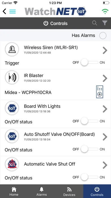 Tangkapan skrin WatchNET IoT