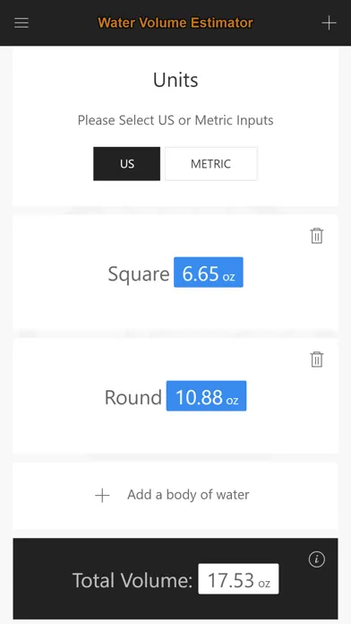 Water Volume Estimator Screenshots
