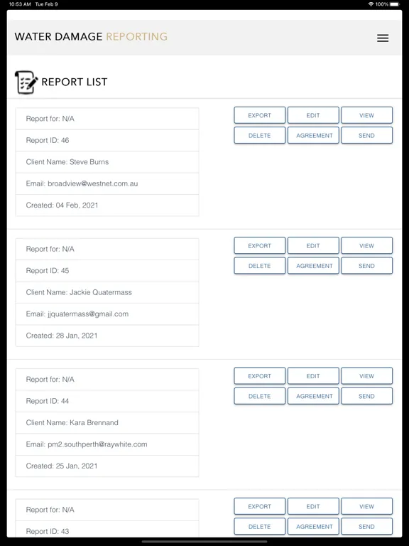 Screenshot di Water Damage Reporting iPad 