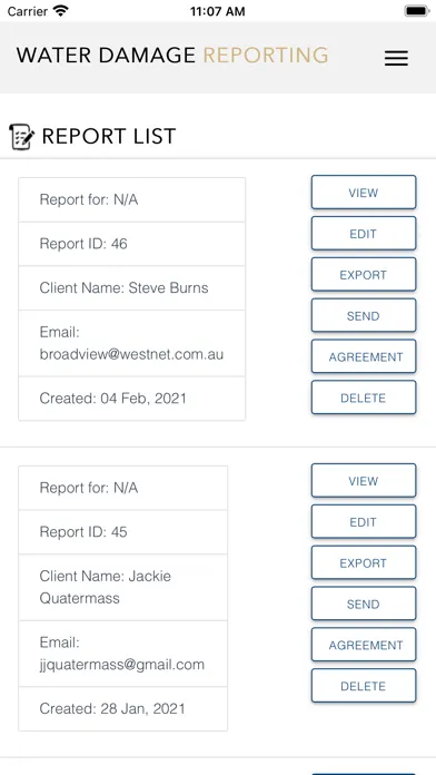 Screenshot di Water Damage Reporting