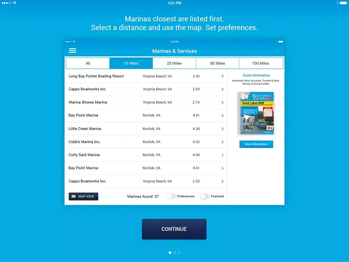 Ảnh chụp màn hình của Waterway Guide Marinas iPad 