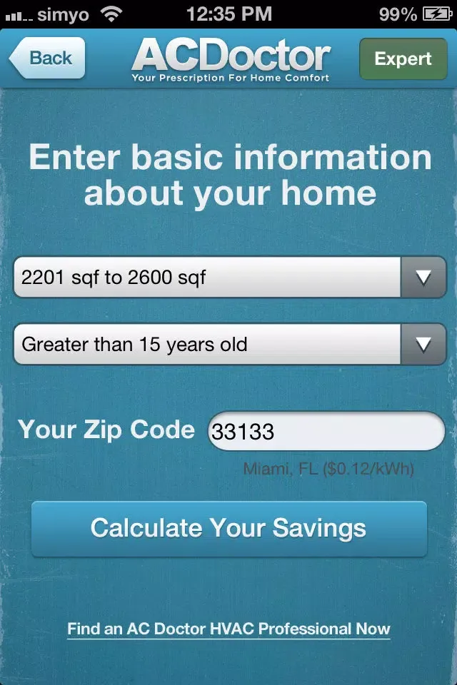 ACDoctor's High Efficiency HVAC Savings Calculator应用截图