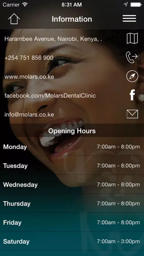 Tangkapan skrin Molars Dental Practice