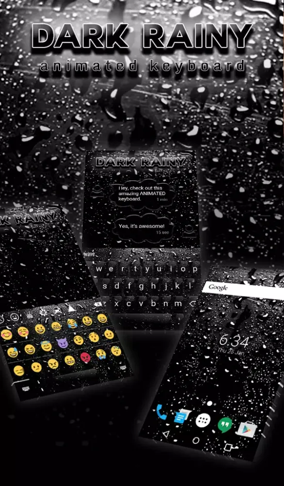 Dark Rainy Keyboard Wallpaper Screenshots
