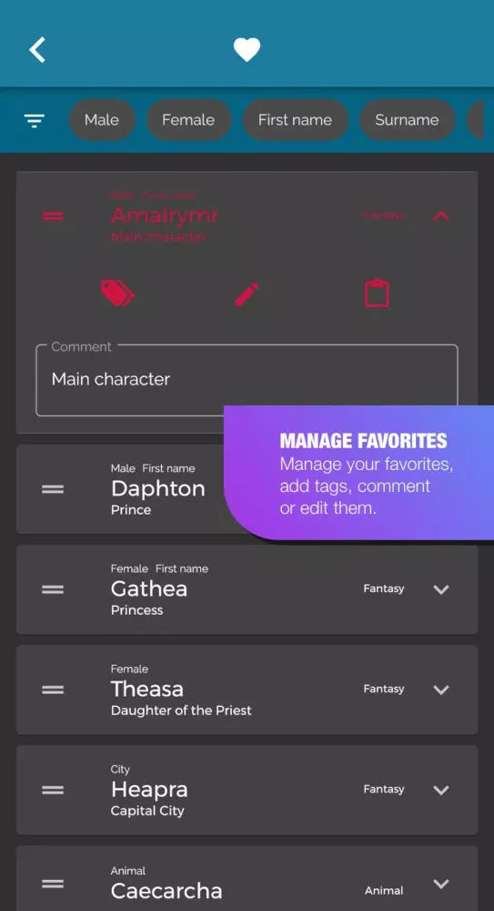 Ảnh chụp màn hình của Fantasy Name Generator