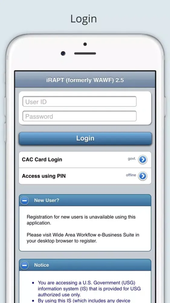 iRAPT Mobile (formerly WAWF) Ekran Görüntüleri