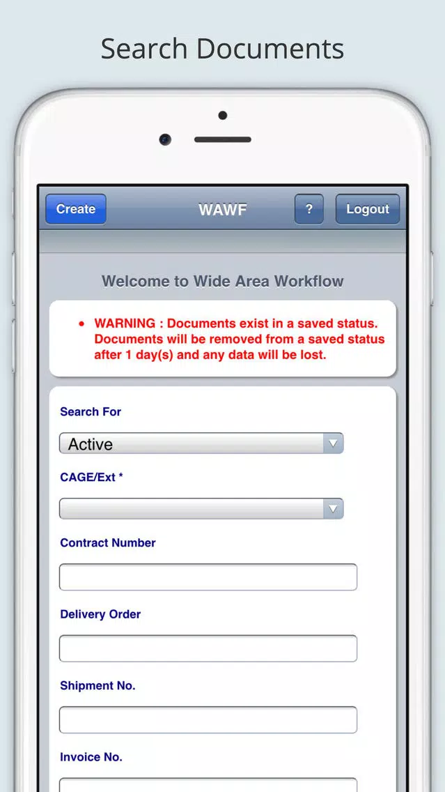 ภาพหน้าจอของ iRAPT Mobile (formerly WAWF)