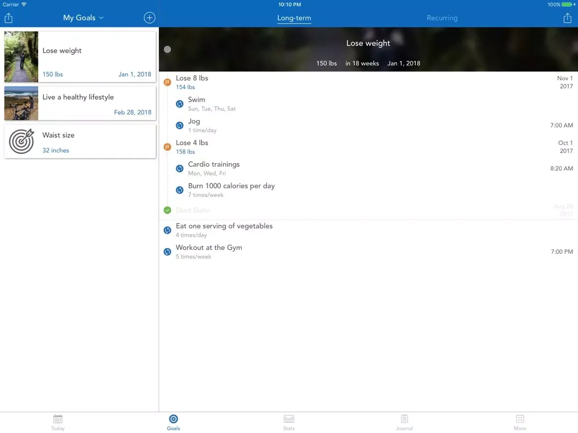 Fitness & Health Habit Tracker iPad  Screenshots