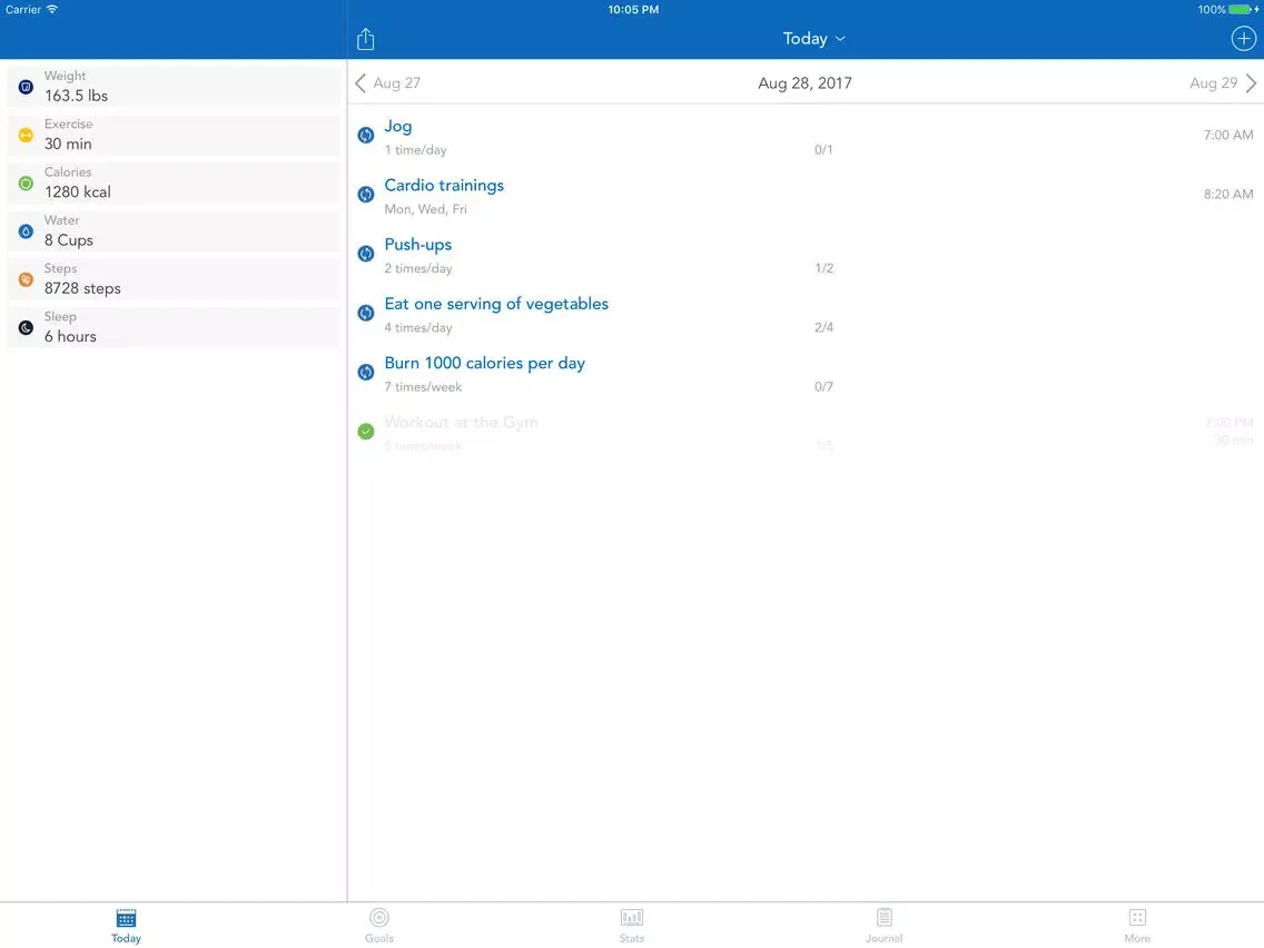 Fitness & Health Habit Tracker iPad  Screenshots