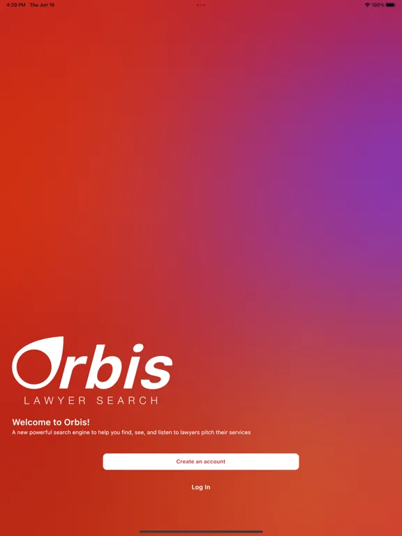 Tangkapan layar Orbis Law iPad 