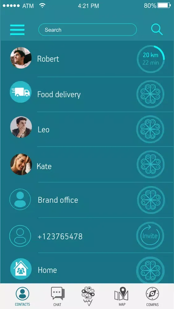 Screenshot di WAY tracking application