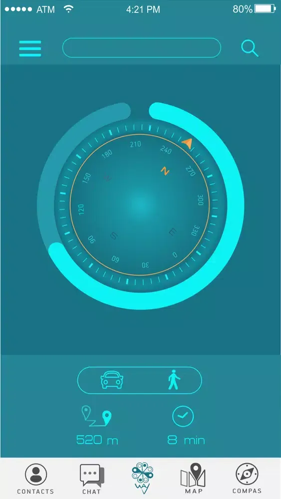Screenshot di WAY tracking application