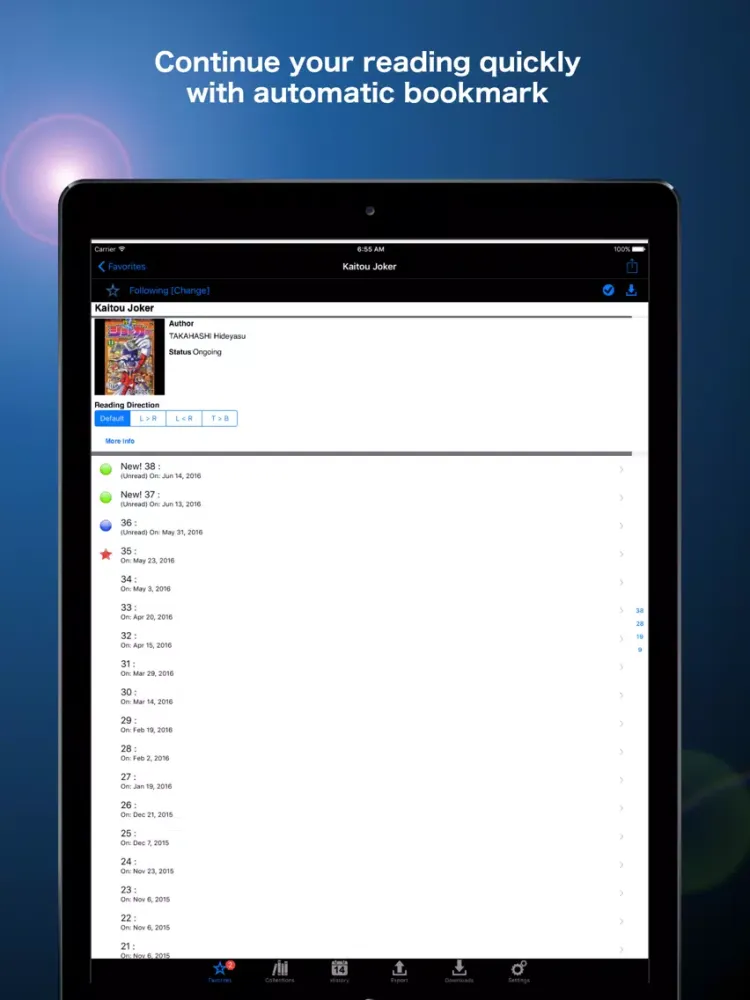 Tangkapan layar Manga Storm iPad 