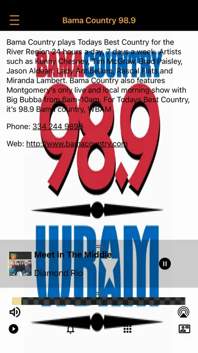 Ảnh chụp màn hình của Bama Country 98.9