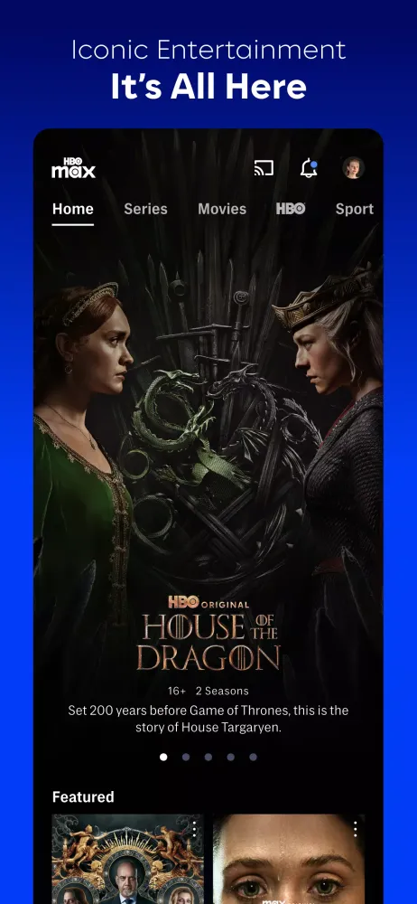 ภาพหน้าจอของ HBO Max