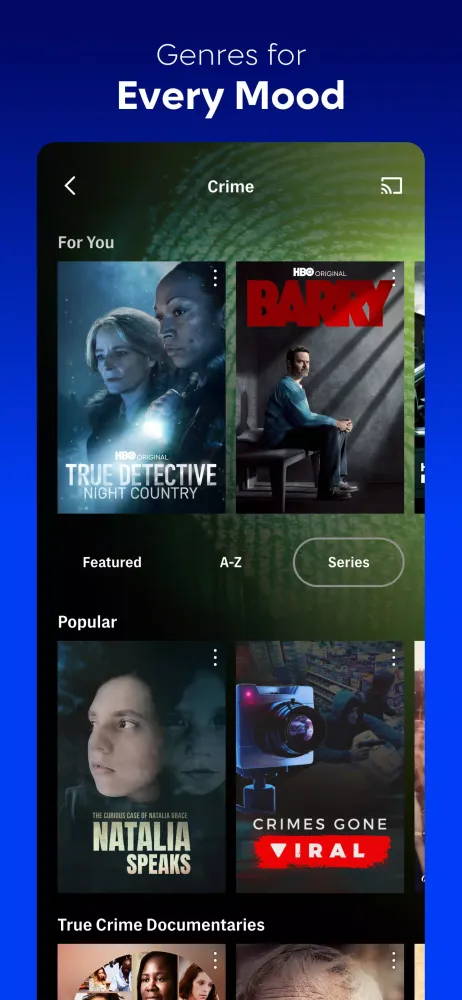 ภาพหน้าจอของ HBO Max