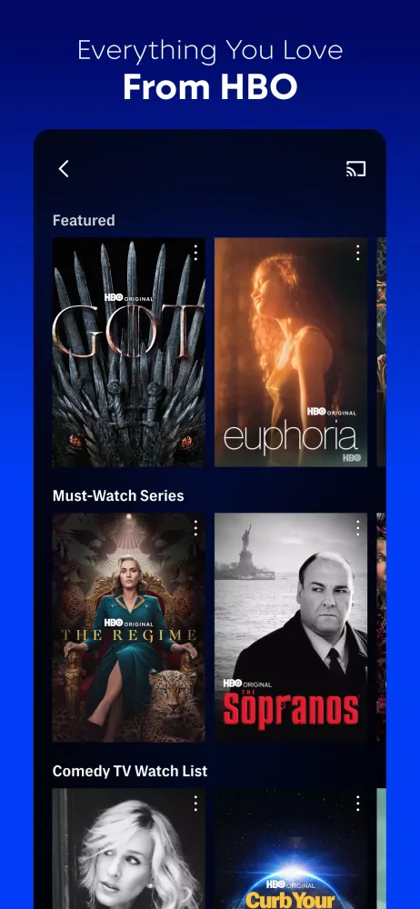 ภาพหน้าจอของ HBO Max