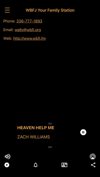 Capturas de tela do WBFJ FM