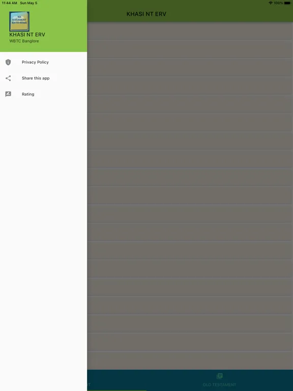 Ảnh chụp màn hình của Khasi New Testament iPad 