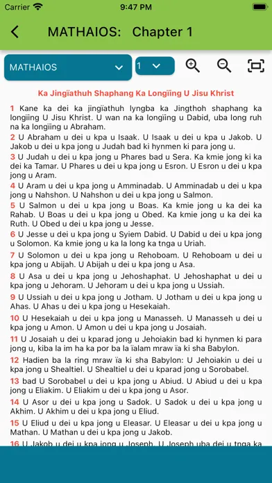 Ảnh chụp màn hình của Khasi New Testament
