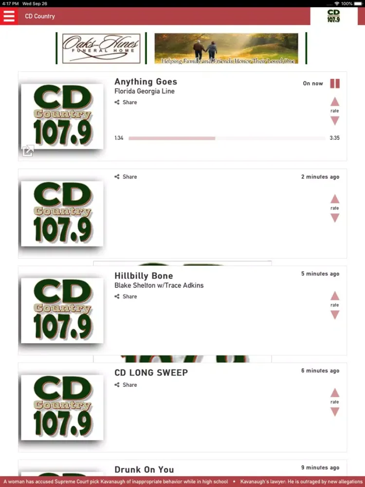Captures d'écran de CD Country WCDD iPad 