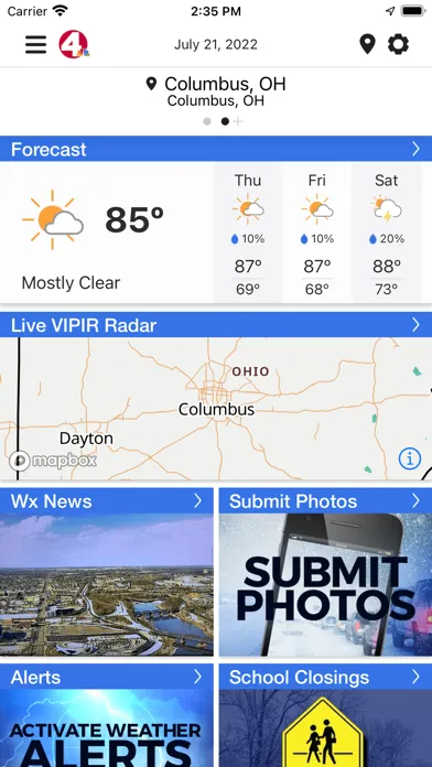 Capturas de tela do NBC4 Wx