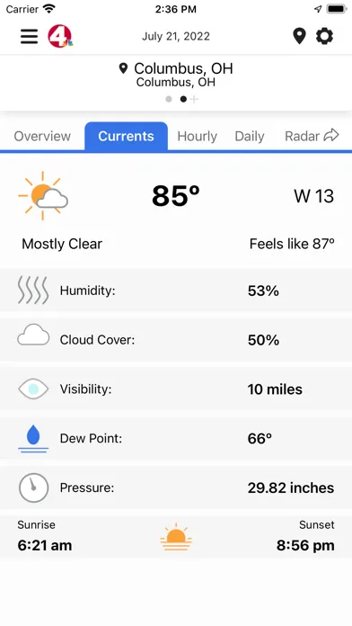 Capturas de tela do NBC4 Wx