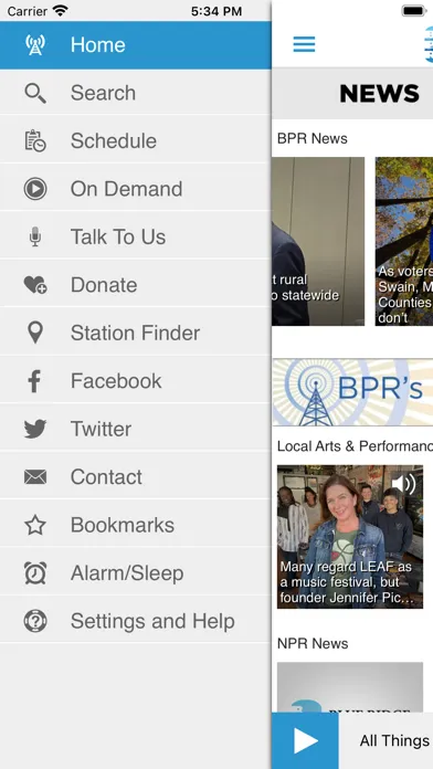 Tangkapan skrin Blue Ridge Public Radio App