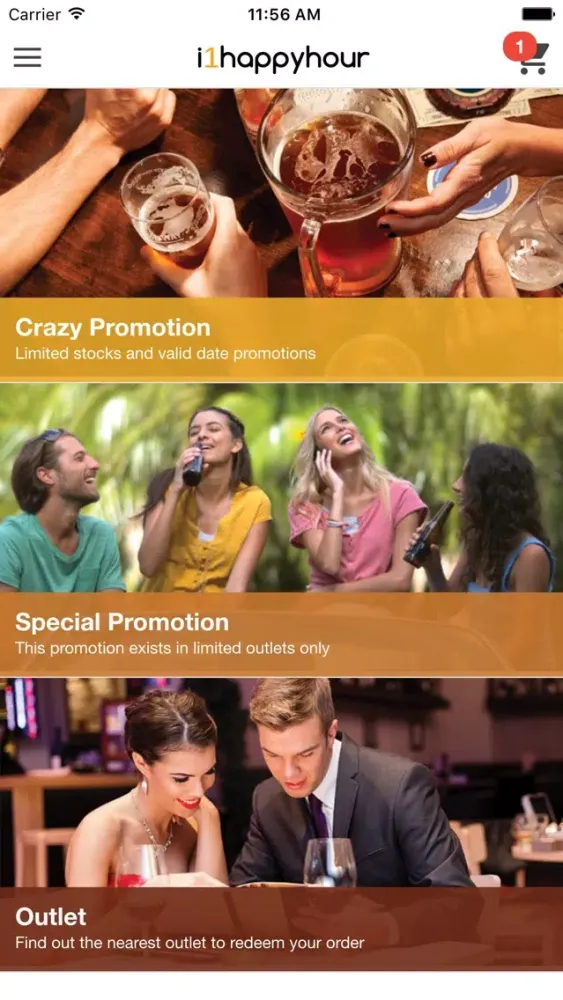 Capturas de tela do i1happyhour