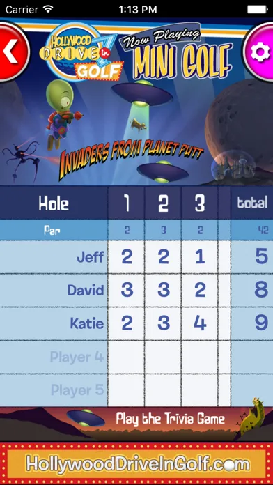 Tangkapan layar Hollywood Drive-In Scorecard