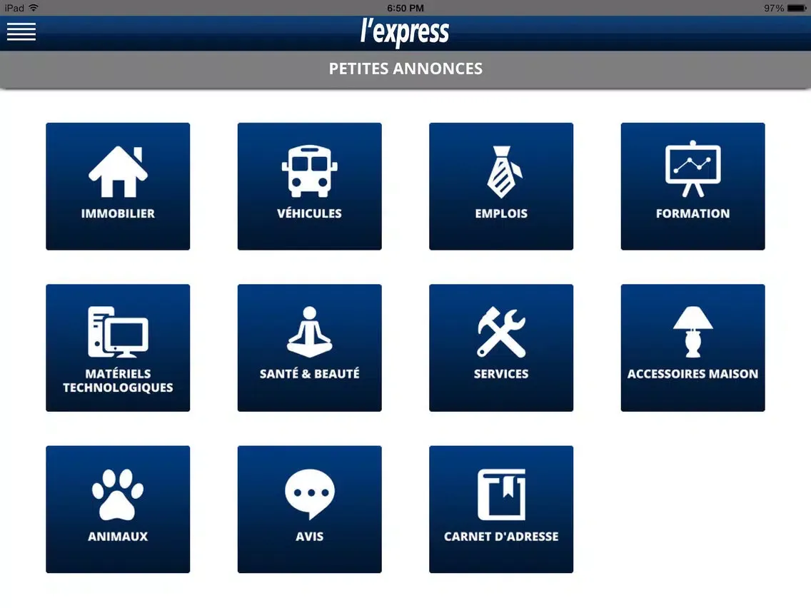 Tangkapan layar L'Express (La Sentinelle LTD) iPad 