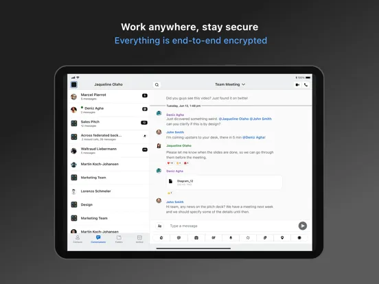 Tangkapan layar Wire • Secure Messenger iPad 