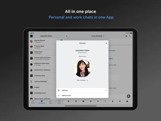 Tangkapan layar Wire • Secure Messenger iPad 