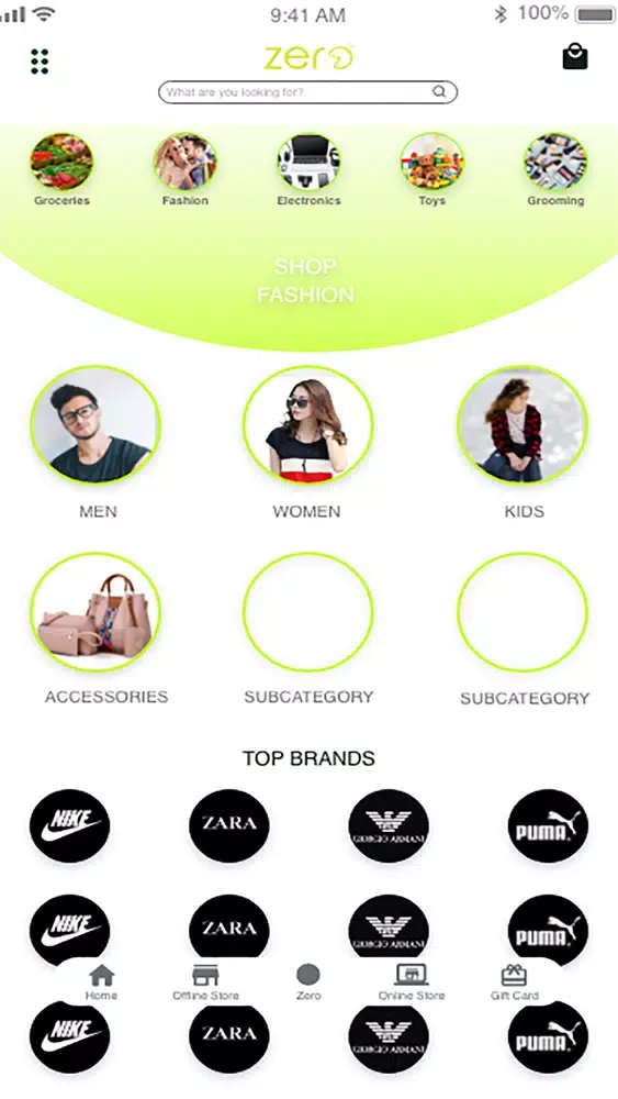 Zero Shopping App Screenshots