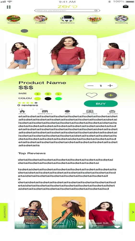 Zero Shopping App Screenshots