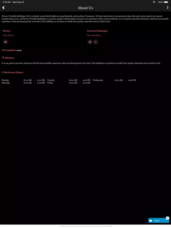 Weaver Portable Buildings iPad  Screenshots