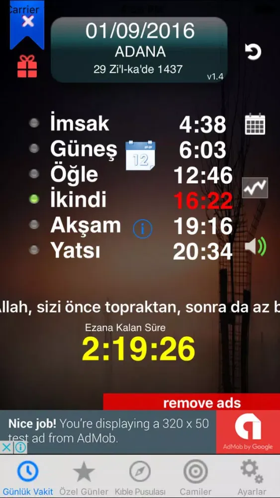 ภาพหน้าจอของ Ezan ALARMI Standart