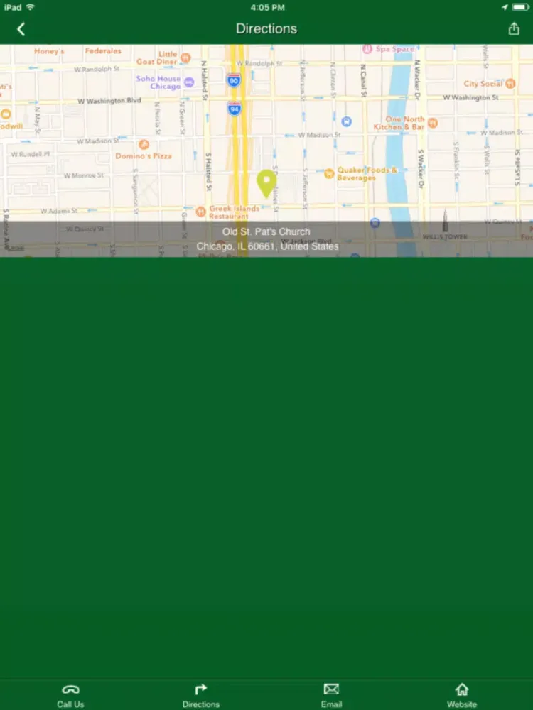 Tangkapan layar Old St. Patrick's Chicago iPad 