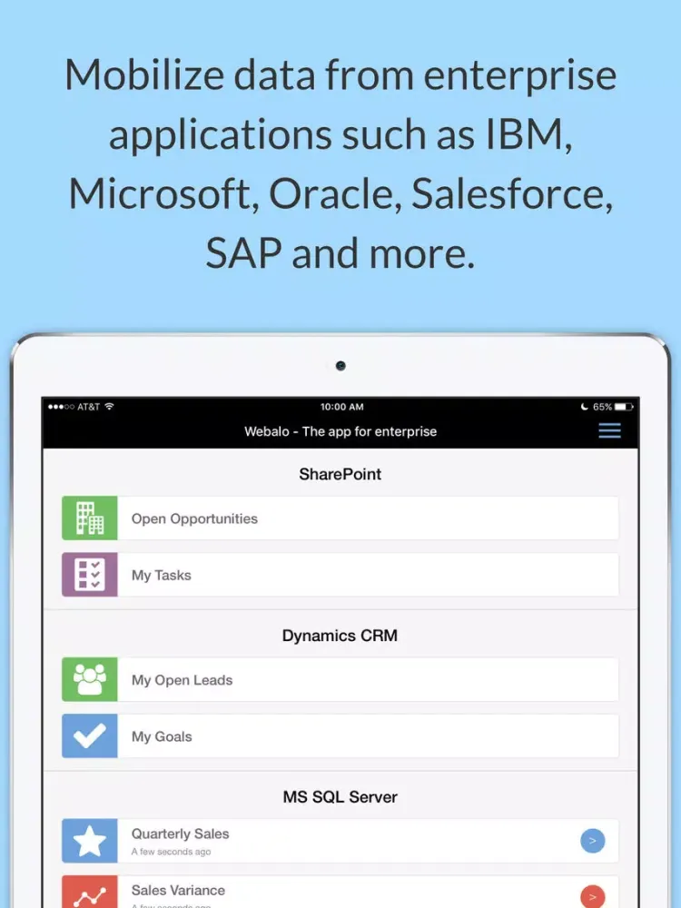 Webalo for BlackBerry iPad  Screenshots