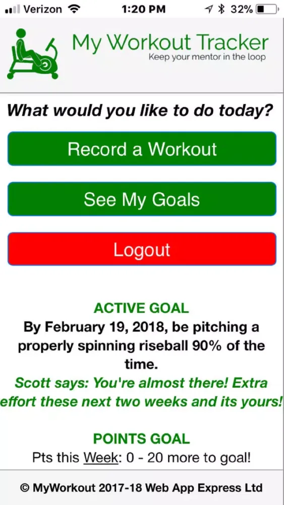 Screenshot di MyWorkoutMentor