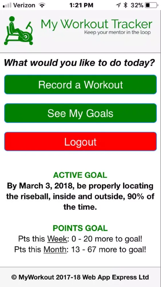 Screenshot di MyWorkoutMentor