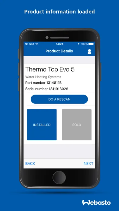 Captures d'écran de Webasto Service App