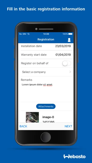 Captures d'écran de Webasto Service App