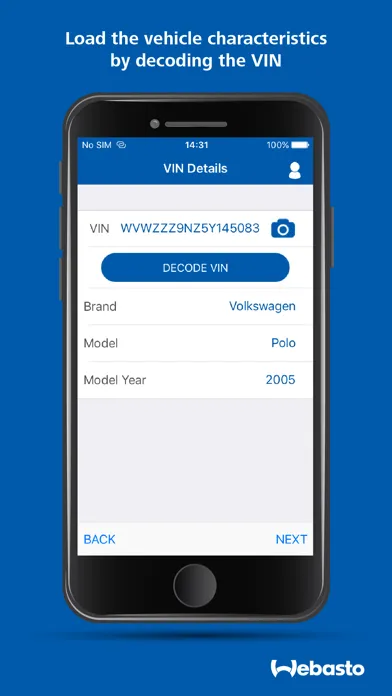 Captures d'écran de Webasto Service App