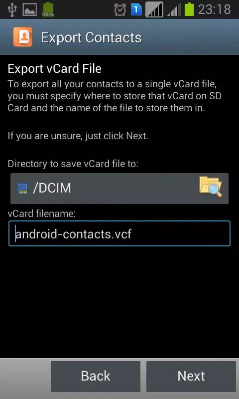 Screenshot di Export Contacts