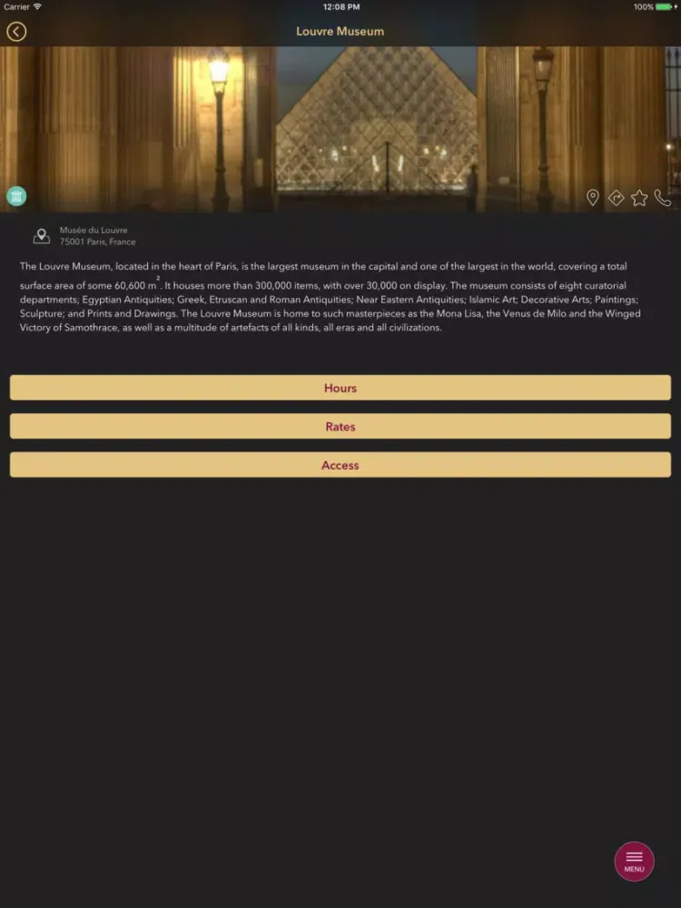 Capturas de tela do Hotel Louvre Bons Enfants Paris iPad 