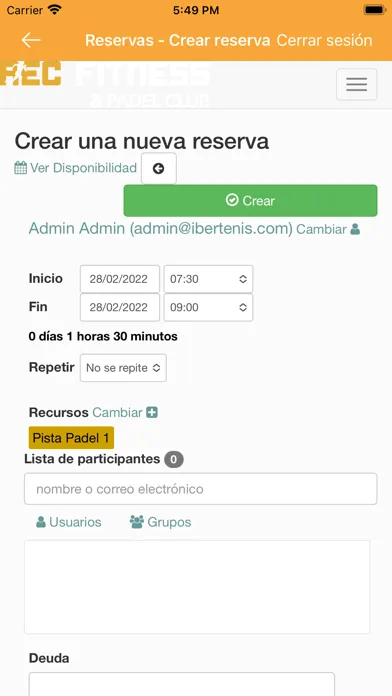 Скриншоты Reservas Rec Pádel