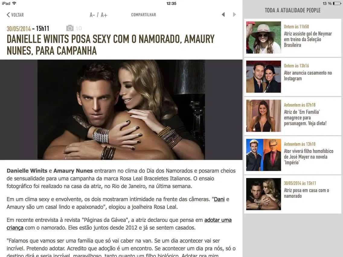 ภาพหน้าจอของ Purepeople Brasil: últimas notícias dos famosos iPad 